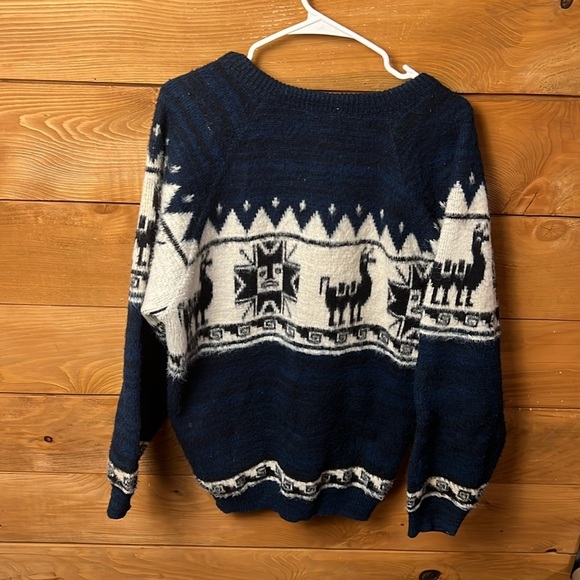 Yejidos-Cortez Alpaca V Neck Long Sleeve Knit‎ Sweater XL Ecuador Wool vintage - Picture 6 of 9